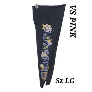 Victorias Secret PINK Love Pink Leggings Size L High Band Floral Graphic